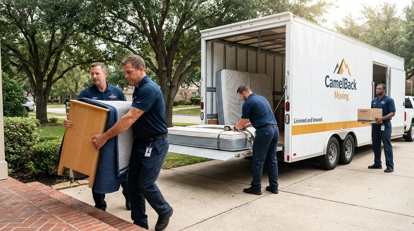 Crew loading residential truck for cross-state move from Bixby, OK