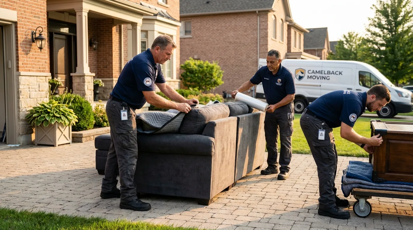 Large estate moving crew wrapping furniture in Bixby, OK