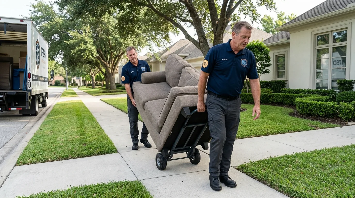 Local residential moving crew loading furniture in Bixby, OK